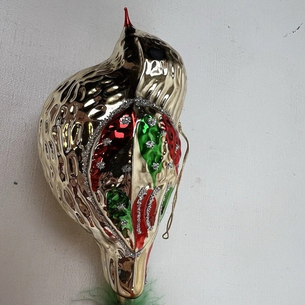 Antique Mercury Hand Blown Glass BIRD Christmas‎ Ornament 5